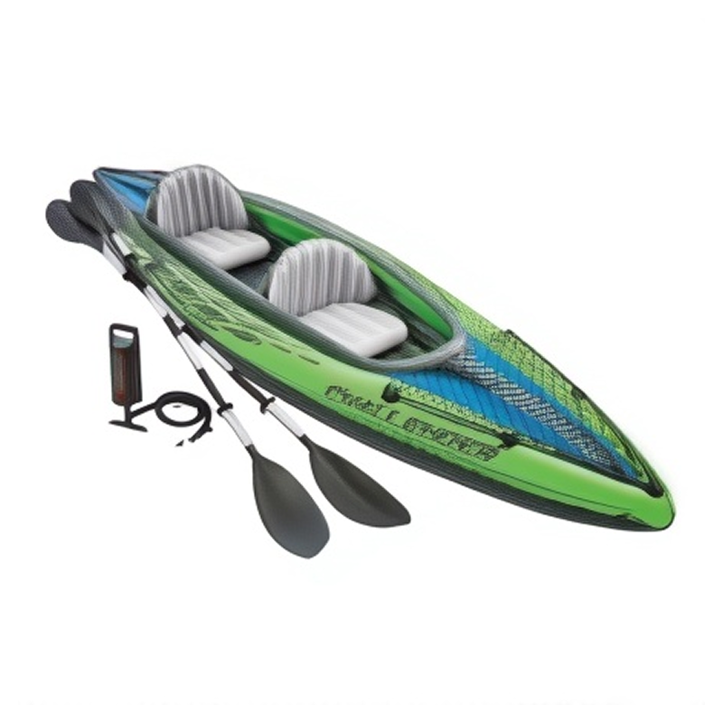 INTEX シングル/ダブルインフレータブルカヤック | V字型船首、マルチチャンバーデザイン、防水、日焼け防止、耐霜性、屋外釣りや緊急救助に最適