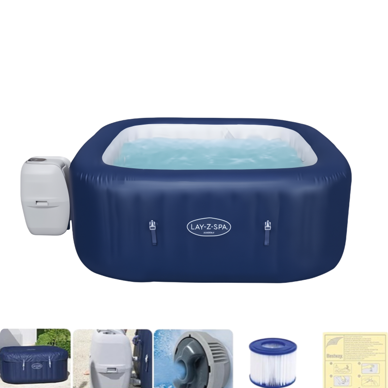 Bestway Square Inflatable Bathtub | Foam Massage, Heating and Constant Temperature System, Foldable, Suitable for Home Swimming Pool, Bath Basin, 4-6 People