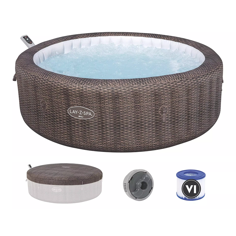 Inflatable Bathtub | Large Family Pool with AirJet Bubble Massage and Constant Temperature, Suitable for Outdoor Camping and Entertainment, Inflatable Hot Tub for 1/7 People