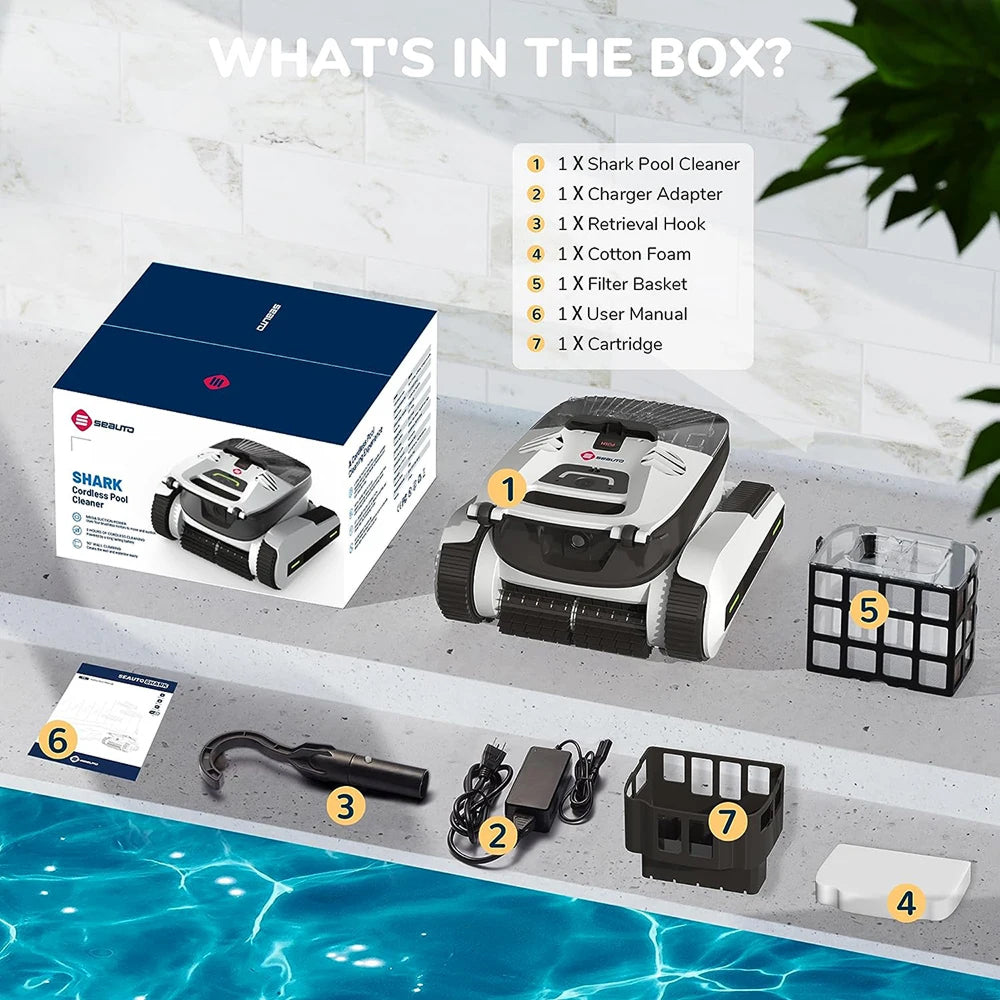Shark Pool Vacuum | Automatic Cleaning Robot, Intelligent Route Planning for Cleaning, Strong Suction Power, Long Battery Life, Intelligent Fast Charge