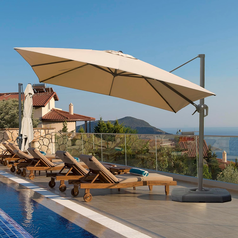 ZIYE Sunshade Umbrella | Windproof Base, Aluminum Alloy Frame, Movable. Equipped with LED Light Strips and Solar Lighting. Suitable for Gatherings, Camping, Courtyard Shading