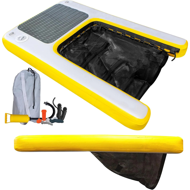 Inflatable Pet Platform | Dog Pet Climbing Ladder Floating Platform, High Load-bearing Capacity, PVC Material, Suitable for Docks, Lakes, Beaches. Including Pump, Swimming Assistance Equipment