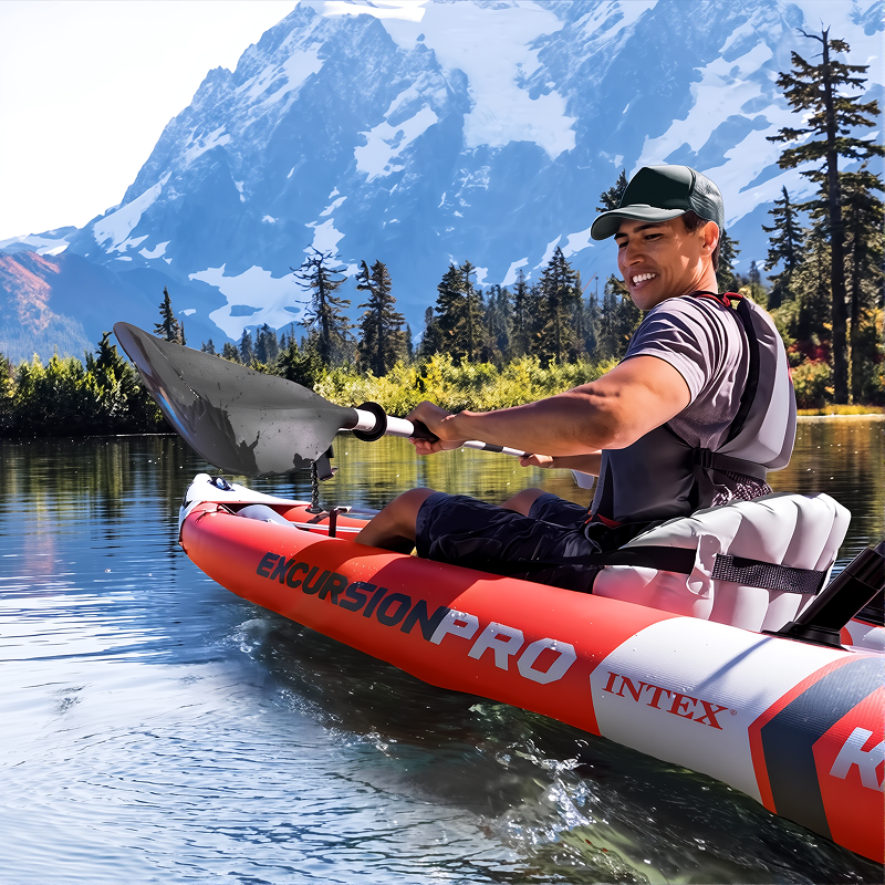 INTEX Single/double Inflatable Kayak | Sunproof, Frost-resistant, Suitable for Outdoor Fishing and Emergency Rescue, Super-thick, 151.18 * 37.01 * 18.11 Inches