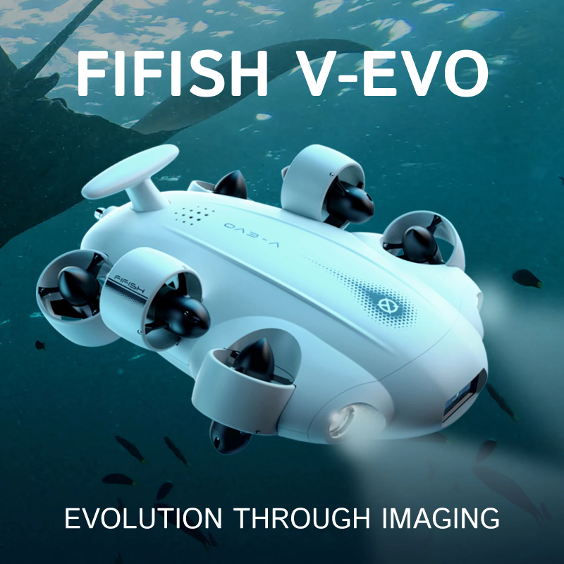 QYsea FIFISH V-EVO Underwater Drone Kit | Underwater Camera, AI Visual Lock Tracking, VR Control, 360° Omnidirectional Movement, Intelligent Remote Control for Submarines