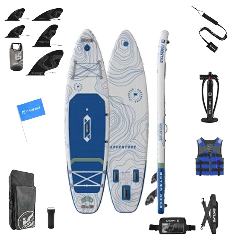 ITAOSTAR インフレータブルパドルボードカヤックセット | 幅広のスタンディングパドルボード、PVC/EVA素材製、優れた耐荷重性、持ち運びに便利、一人、家族、ペットのパドリング、アウトドア探検、緊急救助に最適