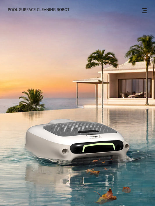 Cordless Pool Robot Cleaner and Solar Power Pool Skimmer Robot Automatic Docking, Remote Controllable.