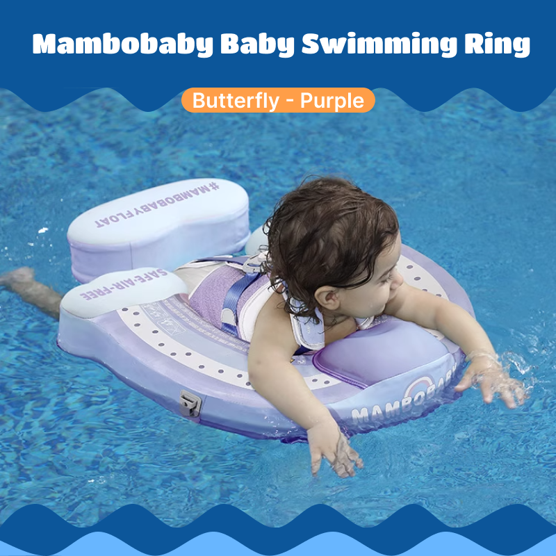 Mambobaby Baby Swimming Ring | Infant Swimming Ring, Swimming Trainer, Lying Style Water Swimming Ring, Anti-slip Design, Sun Protection Function, Adjustable Size, Non-inflatable Swimming Ring, Swimming Training Use