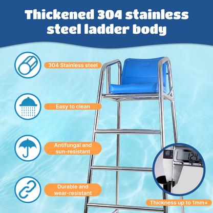 Professional Swimming Pool Lifeguard Ladder | Stainless Steel, Lifeguard Chair, Water Rescue Equipment, for Pool Safety