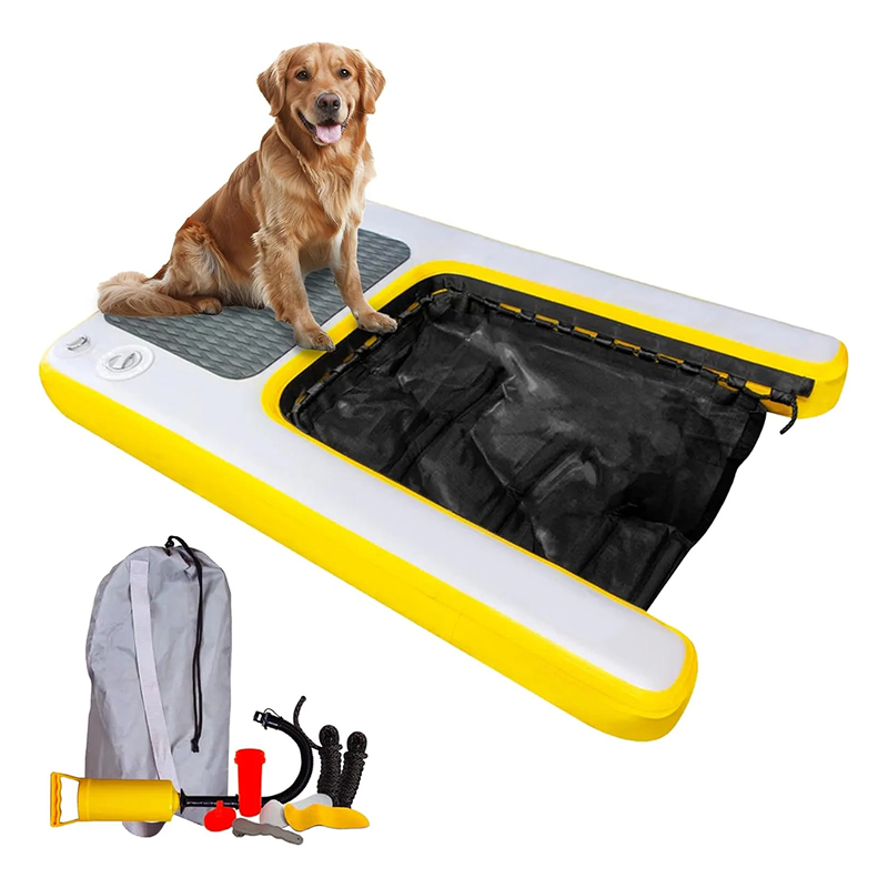Inflatable Pet Platform | Dog Pet Climbing Ladder Floating Platform, High Load-bearing Capacity, PVC Material, Suitable for Docks, Lakes, Beaches. Including Pump, Swimming Assistance Equipment