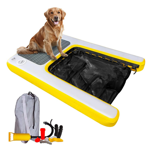 Inflatable Pet Platform | Dog Pet Climbing Ladder Floating Platform, High Load-bearing Capacity, PVC Material, Suitable for Docks, Lakes, Beaches. Including Pump, Swimming Assistance Equipment