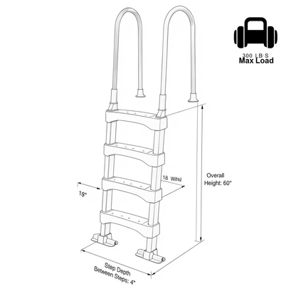 Vinyl Works Snap & Lock Pool Stairs | Made of Plastic, Quick-release Design, Anti-slip, Stable, Easy To Store, Suitable for Above-ground or Below-ground Swimming Pools