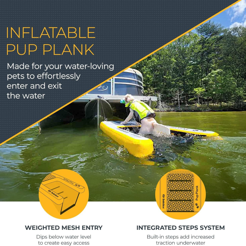 Inflatable Pet Platform | Dog Pet Climbing Ladder Floating Platform, High Load-bearing Capacity, PVC Material, Suitable for Docks, Lakes, Beaches. Including Pump, Swimming Assistance Equipment