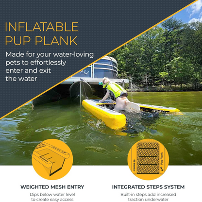 Inflatable Pet Platform | Dog Pet Climbing Ladder Floating Platform, High Load-bearing Capacity, PVC Material, Suitable for Docks, Lakes, Beaches. Including Pump, Swimming Assistance Equipment