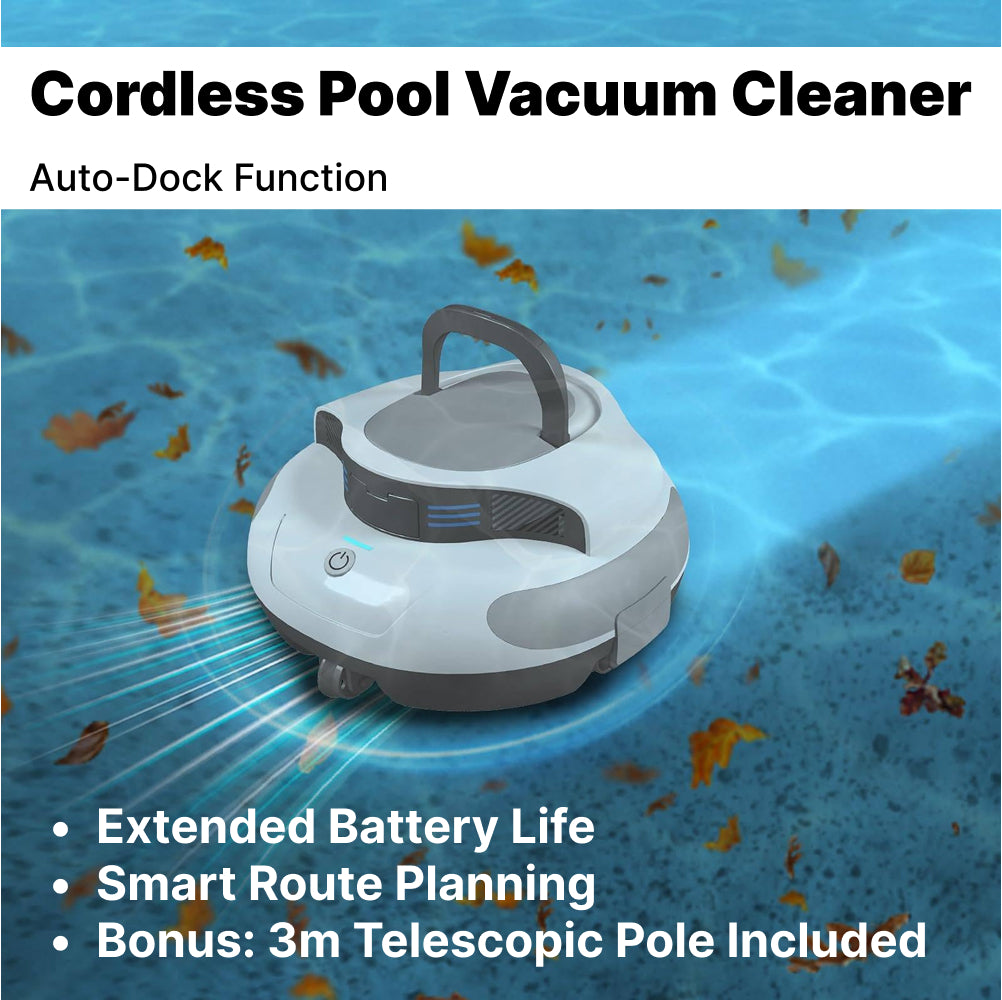 Limpiador de piscinas Pro automático para piscinas enterradas con motores de doble accionamiento de 30 W, autoestacionamiento, ideal para piscinas elevadas de hasta 12 metros, 120 minutos de autonomía, 100 m² (1076 pies cuadrados)