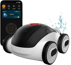 Cordless Robotic Pool Cleaner, Automatic Pool Vacuum with App, Intelligent route planning， Lasts up to 240 Mins, Ultra-fine Dual Filter Ideal for Above/In-Ground Pools up to 1,076 Sq.ft(350㎡）