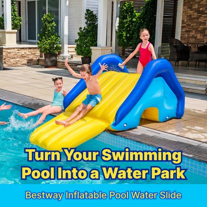 Bestway Inflatable Swimming Pool Slide | Anti-slip, Anti-floating, Stable, Made of PVC, Bestway Inflatable Swimming Pool Slide | Anti-slip, Anti-floating, Stable, Indoor and Outdoor Inflatable Slide, Family Entertainment Item, Swimming Pool Accessory