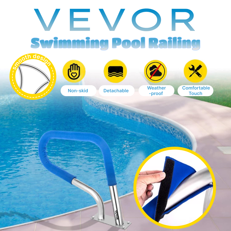 VEVOR Swimming Pool Railings | Swimming Pool Railings, Swimming Pool Handrails, Made of 304 Stainless Steel, with Strong Load-bearing Capacity, Rust-proof and Anti-slip Properties, Swimming Pool Accessory Products