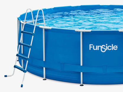 Funsicle スイミングプール用はしご | 3フィート軽量スチール製スイミングプール用はしご、屋外用地上スイミングプール用はしご、滑り止め、安定性、軽量設計、収納に便利
