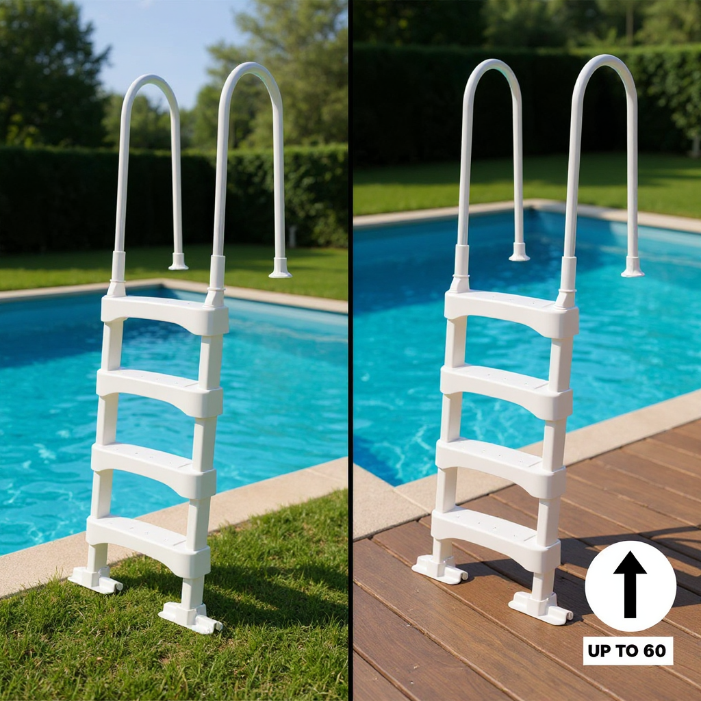Vinyl Works Snap & Lock Pool Stairs | Made of Plastic, Quick-release Design, Anti-slip, Stable, Easy To Store, Suitable for Above-ground or Below-ground Swimming Pools