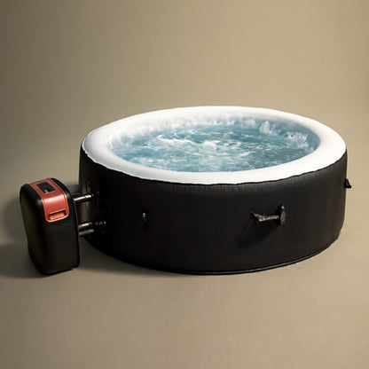 Inflatable Round Bathtub | Black Spa Tub | 180 cm | Hot Water & Bubble Jet Massage | Durable & Portable for Indoor/Outdoor