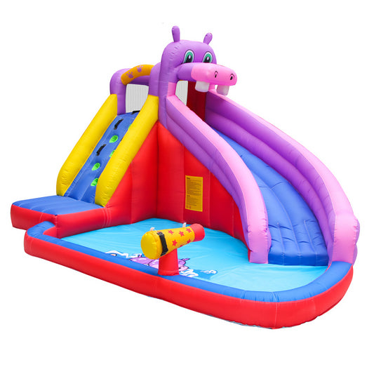 Doctoral Dolphin Children's Inflatable Castle | Outdoor Toy, Large Children's Slide, Water Slide Amusement Park, Waterproof Coating, Oxford Fabric Material, Multi-functional Play Slide, with Water Gun