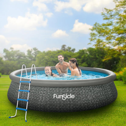 Funsicle スイミングプール用はしご | 3フィート軽量スチール製スイミングプール用はしご、屋外用地上スイミングプール用はしご、滑り止め、安定性、軽量設計、収納に便利