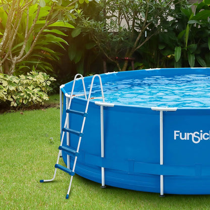 Funsicle スイミングプール用はしご | 3フィート軽量スチール製スイミングプール用はしご、屋外用地上スイミングプール用はしご、滑り止め、安定性、軽量設計、収納に便利