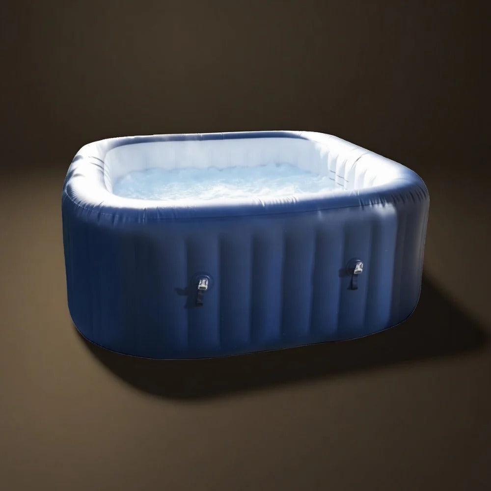 Luxury PVC Inflatable Bathtub | Square Blue Spa Tub | 70.87 Inches / 82.68 Inches | Hot Water & Bubble Jet Massage | Durable & Portable for Indoor/Outdoor