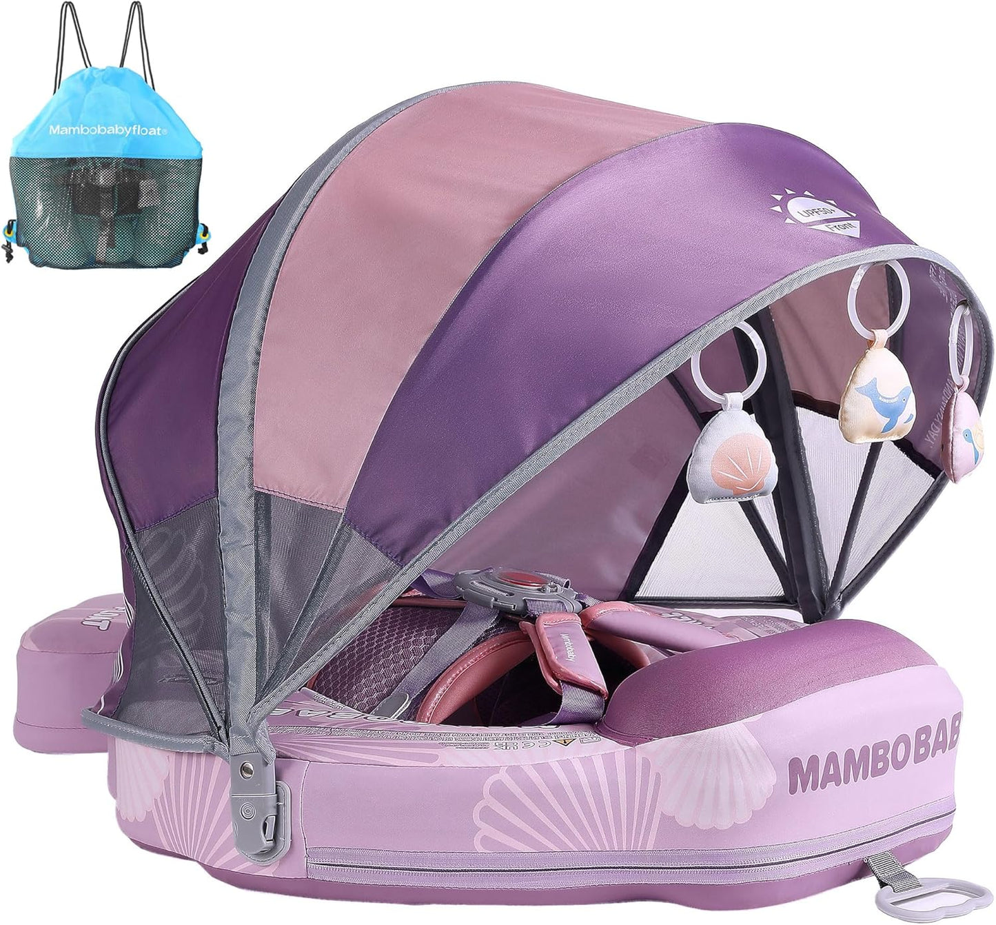 Mambobaby Baby Swimming Ring | Infant Swimming Ring, Swimming Trainer, Lying Style Water Swimming Ring, Anti-slip Design, Sun Protection Function, Adjustable Size, Non-inflatable Swimming Ring, Swimming Training Use