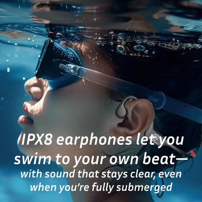 SENGIRNY Bone Conduction Bluetooth Headphones | Open-Ear Wireless Sports Earphones with 16GB MP3 Storage | IPX8 Waterproof for Swimming, Running & Cycling | Bluetooth 5.3 | 10h Battery | Secure Fit | 26g