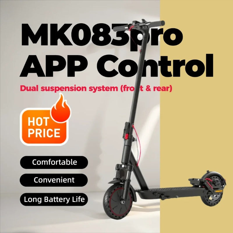 MK83pro APP Control Electric Scooter Foldable | 25km/h 30-60Km Range 8.5" Solid Tires Disc Brake Aluminum Frame