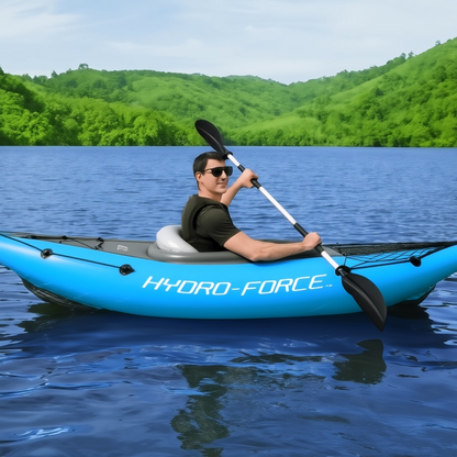 Bestway Inflatable Kayak | Single/Double Canoe, 108.27 * 31.89 * 17.32 Inches / 130.31 * 34.65 * 17.72 Inches, Thickened, Waterproof, Portable and Foldable, Water Sports Fishing Equipment, Outdoor Family Entertainment