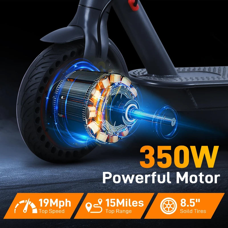 V2 Electric Scooter Foldable | Disc Brakes 350W Motor, 25km/h Speed, 30KM Max Range, 36V 10.4Ah Battery, APP Control