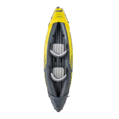 INTEX Single/double Inflatable Kayak | V-shaped Bow, Multi-chamber Design, Waterproof, Sunproof, Frost-resistant, 122.83 * 35.83 * 20.08 Inches, Suitable for Outdoor Fishing and Emergency Rescue, Yellow