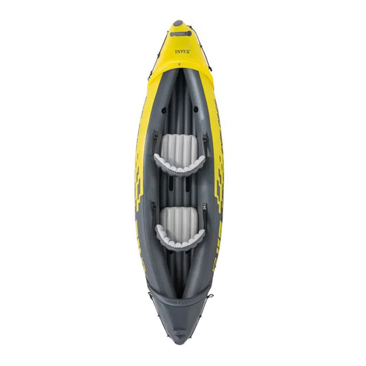 INTEX Single/double Inflatable Kayak | V-shaped Bow, Multi-chamber Design, Waterproof, Sunproof, Frost-resistant, Suitable for Outdoor Fishing and Emergency Rescue, Yellow
