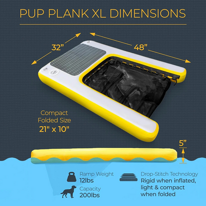 Inflatable Pet Platform | Dog Pet Climbing Ladder Floating Platform, High Load-bearing Capacity, PVC Material, Suitable for Docks, Lakes, Beaches. Including Pump, Swimming Assistance Equipment
