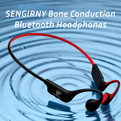 SENGIRNY Bone Conduction Bluetooth Headphones | Open-Ear Wireless Sports Earphones with 16GB MP3 Storage | IPX8 Waterproof for Swimming, Running & Cycling | Bluetooth 5.3 | 10h Battery | Secure Fit | 26g