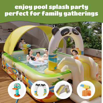 KOOCOOL 子供用インフレータブルプール | 屋外と屋内の大型プール、ベビースイミングプール、ベビーバスタブ、さまざまなサイズのスイミングプール、折りたたみ式、サンシェード、ウォーターエンターテイメント施設、すべての年齢層に適しています、ウォーターグーを装備