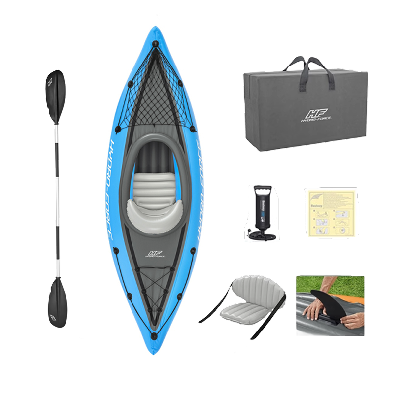 Bestway Inflatable Kayak | Single/Double Canoe, 108.27 * 31.89 * 17.32 Inches / 130.31 * 34.65 * 17.72 Inches, Thickened, Waterproof, Portable and Foldable, Water Sports Fishing Equipment, Outdoor Family Entertainment