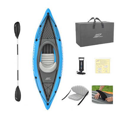 Bestway Inflatable Kayak | Single/Double Canoe, 108.27 * 31.89 * 17.32 Inches / 130.31 * 34.65 * 17.72 Inches, Thickened, Waterproof, Portable and Foldable, Water Sports Fishing Equipment, Outdoor Family Entertainment