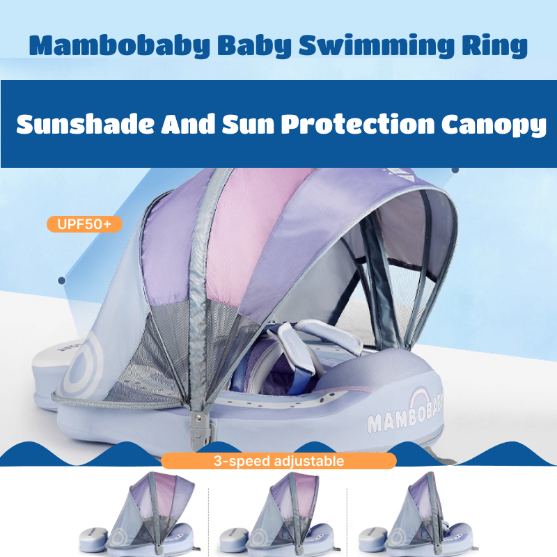 Mambobaby Baby Swimming Ring | Infant Swimming Ring, Swimming Trainer, Lying Style Water Swimming Ring, Anti-slip Design, Sun Protection Function, Adjustable Size, Non-inflatable Swimming Ring, Swimming Training Use