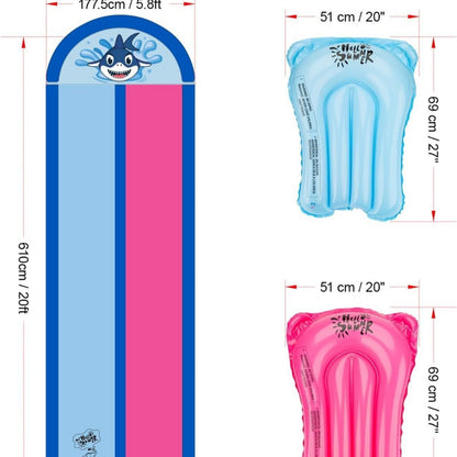 Water Slide | Children's Summer Water Slide, Outdoor Backyard Lawn Water Toy, Water Slide Double-person Slide, Surfboard, Children's Outdoor Toy, PVC Thickened, Water Sprinkler Pad, Equipped with 2 Gas-filled Boards and Raceway Passage