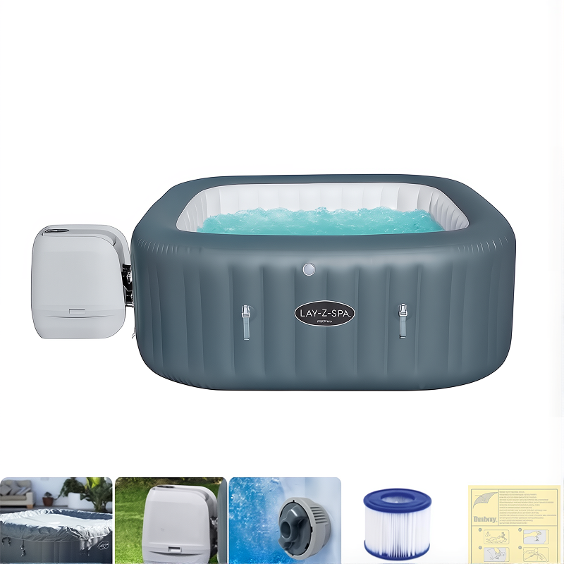Bestway Square Inflatable Bathtub | Foam and Water Spray Massage, Heating and Constant Temperature System, Foldable, Suitable for Home Swimming Pool,  Bath Basin, 4-6 People
