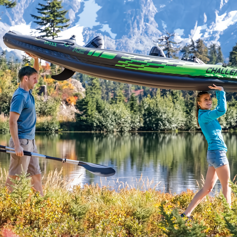 INTEX Single/double Inflatable Kayak | Multi-chamber Design,  Sunproof, Frost-resistant, 138.2 * 29.9 * 15 Inches, Suitable for Outdoor Fishing and Emergency Rescue