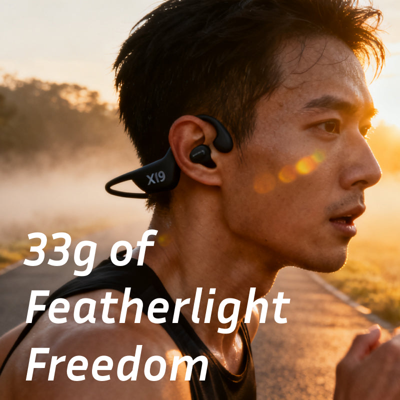 X19 Bone Conduction Bluetooth Headphones | Open-Ear Wireless Sports Earphones | Running, Cycling & Fitness | Bluetooth 5.3 | IPX5 Waterproof | Long Battery Life