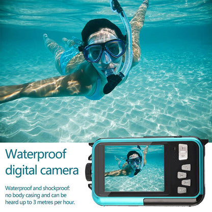 4K Underwater Camera | 56MP Autofocus Dual-Screen 11FT  Waterproof Digital Camera, 32GB Card, Floatable Compact Snorkeling Camera with 1250mAh Battery & Type-C Charging