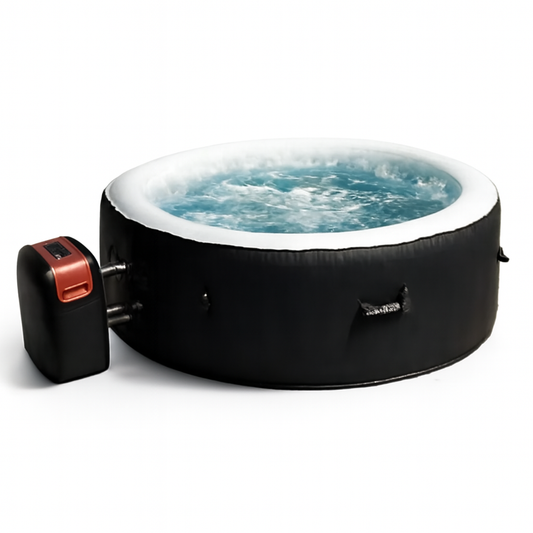 Inflatable Round Bathtub | Black Spa Tub | 180 cm | Hot Water & Bubble Jet Massage | Durable & Portable for Indoor/Outdoor
