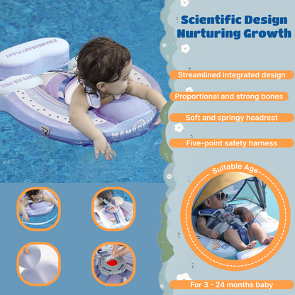 Mambobaby Baby Swimming Ring | Infant Swimming Ring, Swimming Trainer, Lying Style Water Swimming Ring, Anti-slip Design, Sun Protection Function, Adjustable Size, Non-inflatable Swimming Ring, Swimming Training Use