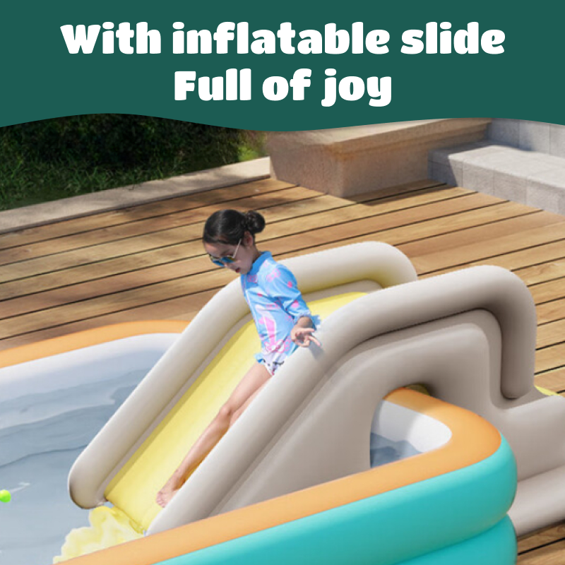 Children's Inflatable Slide | Anti-slip, Anti-side-overturning, Anti-floating, Indoor and Outdoor Water Toys, Family Entertainment Items, 78.74 X 31.50 X 33.46 Inches, with Inflatable Slide, Pedal Pump