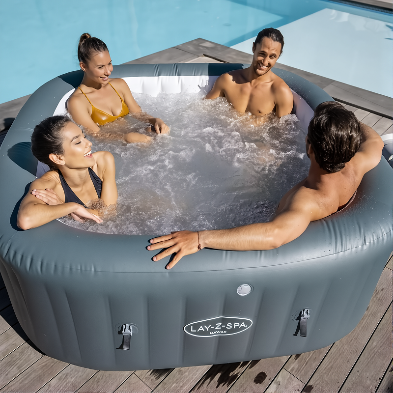 Bestway Square Inflatable Bathtub | Foam and Water Spray Massage, Heating and Constant Temperature System, Foldable, Suitable for Home Swimming Pool,  Bath Basin, 4-6 People